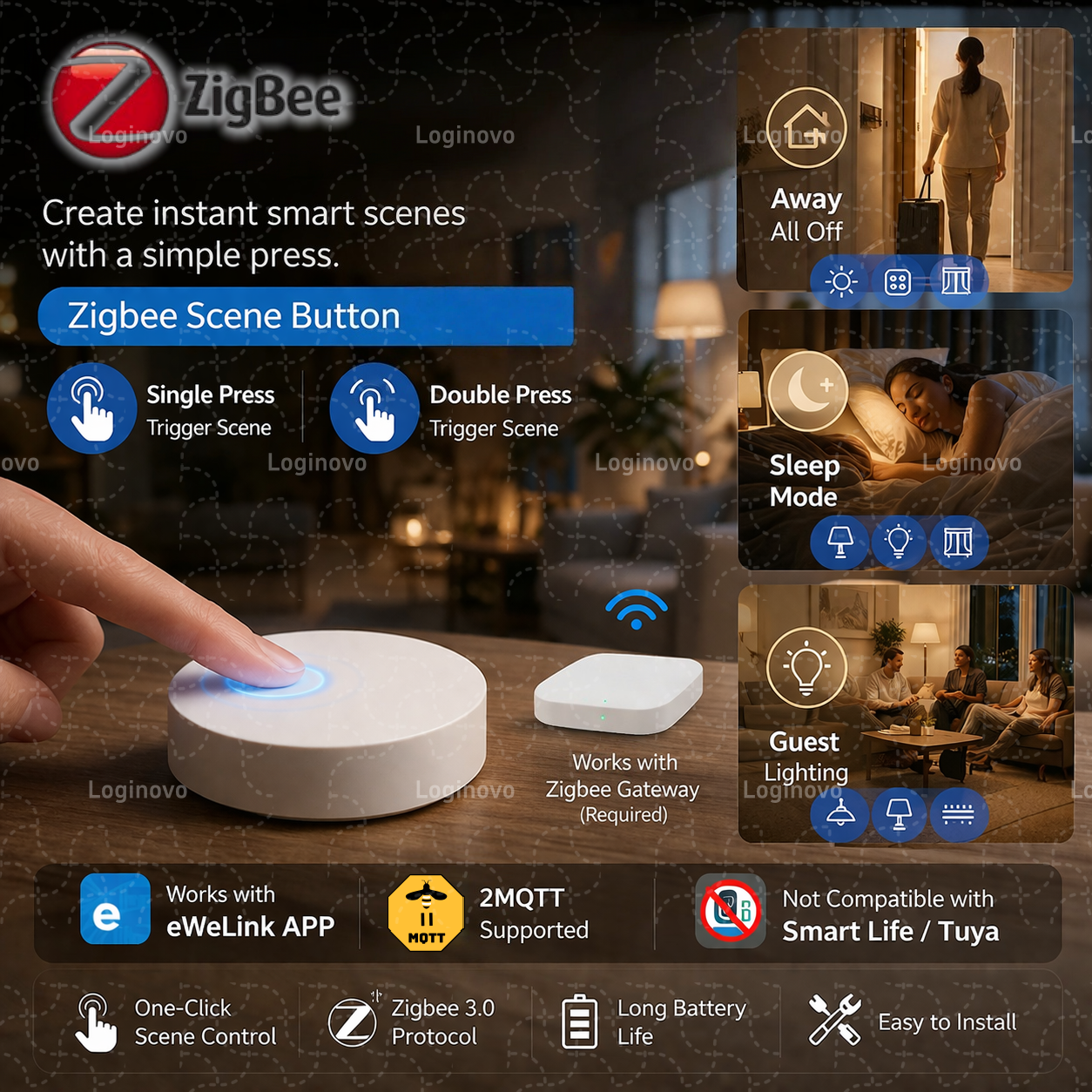 Push Button Tactile - Zigbee Scene Button Push Switch Controller