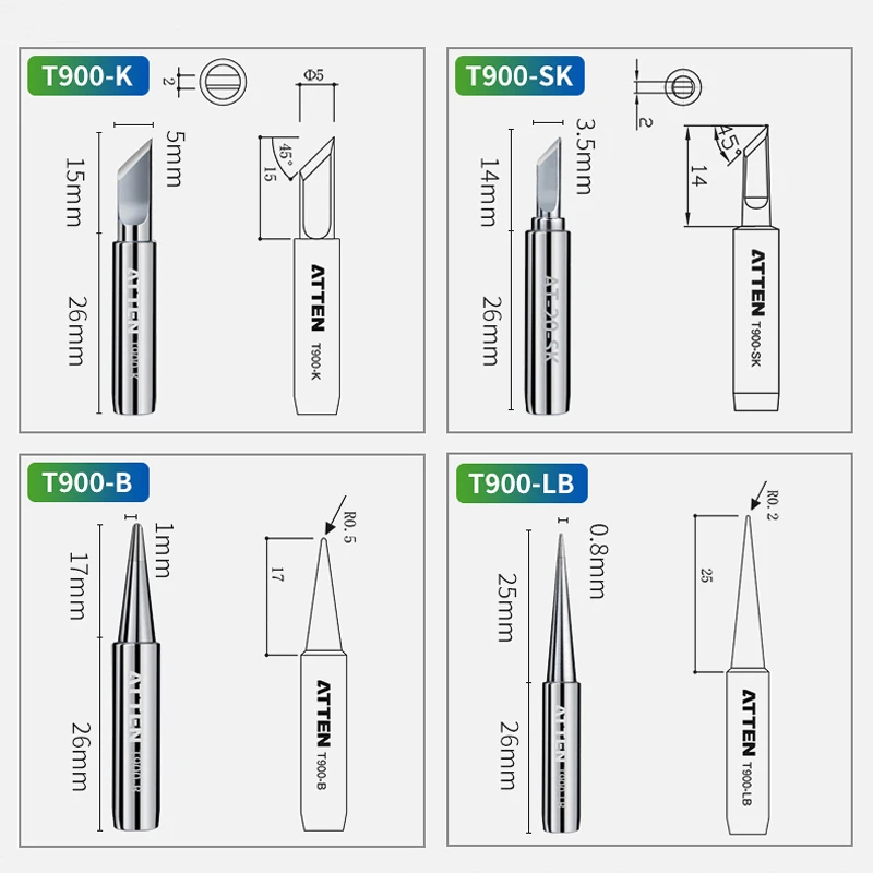 Original ATTEN 5Pcs T900-M Aut - Diy Soldering Station No Electronics avaliação e preço