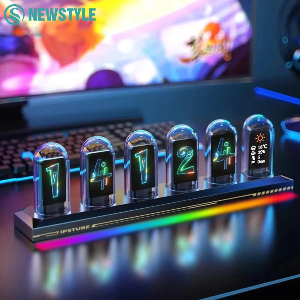 RGB Glow Tube Clock DIY LED El - Diy Electronics Table avaliação e preço