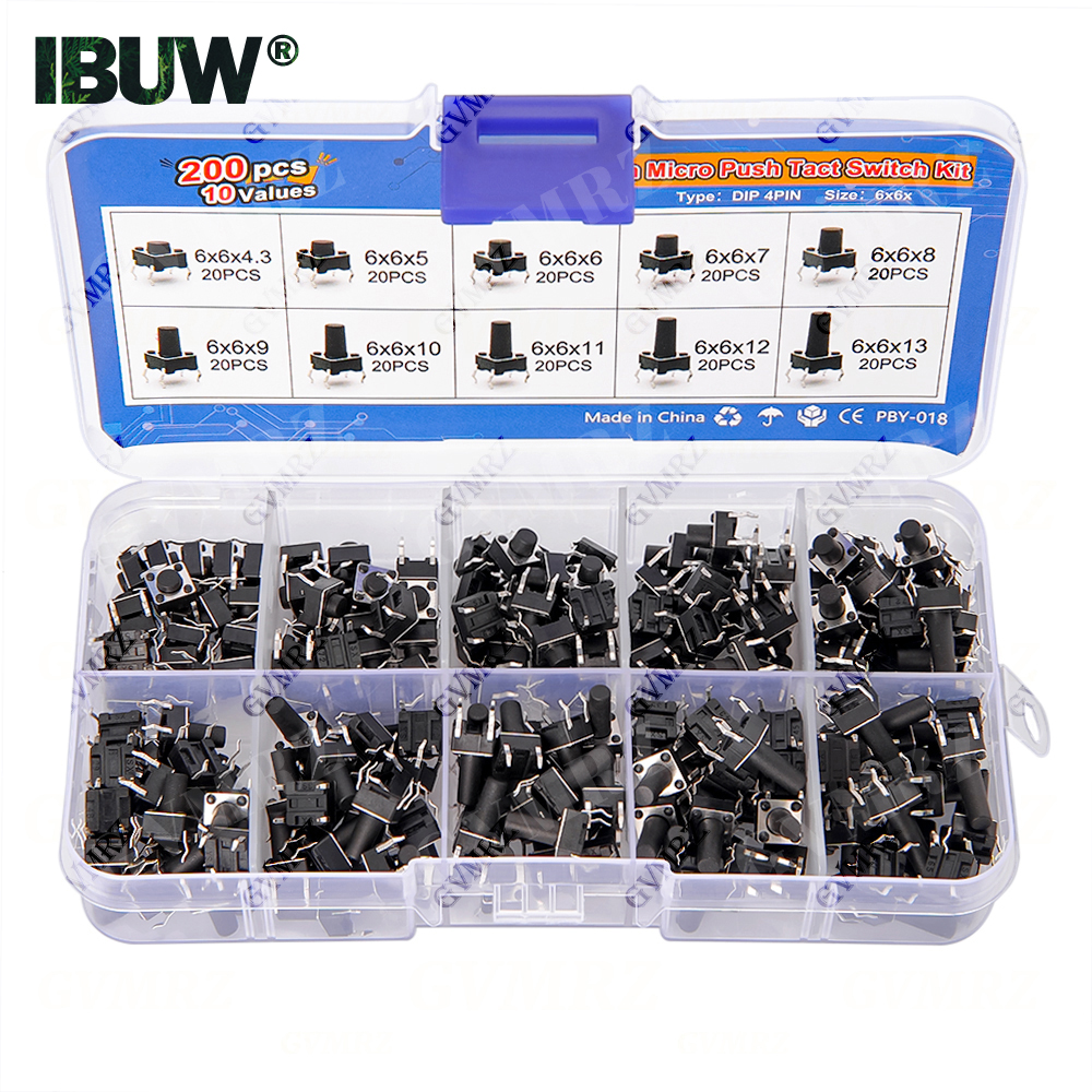100/180/200PCS 6x6mm Micro Pus - Push Button Tactile avaliação e preço