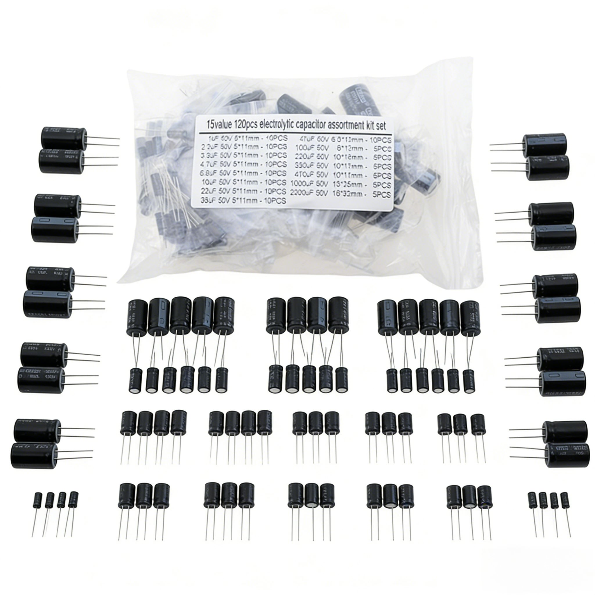 120PCS 15 Values Aluminum Elec - Hobby Diy Electronics Kit avaliação e preço