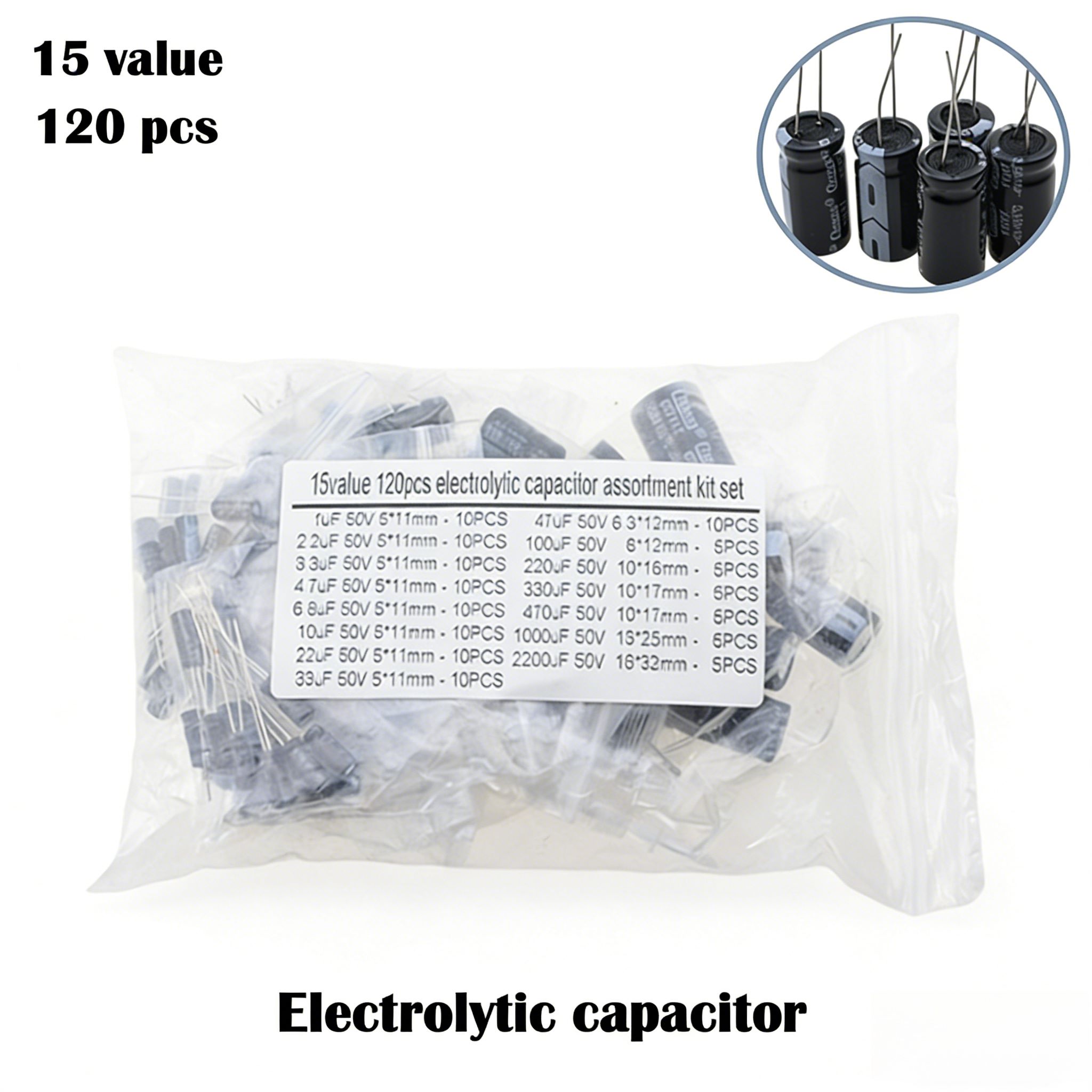 120PCS 15 Values Aluminum Elec - Hobby Diy Electronics Kit avaliação e preço